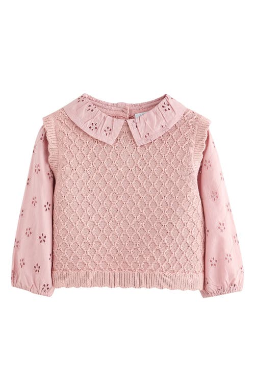 Next Kids' Mixed Media Cotton Sweater Vest In Pink