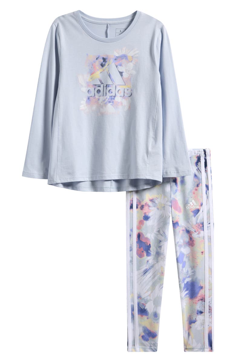 adidas Kids' Long Sleeve Top & Printed Leggings Set, Main, color, 