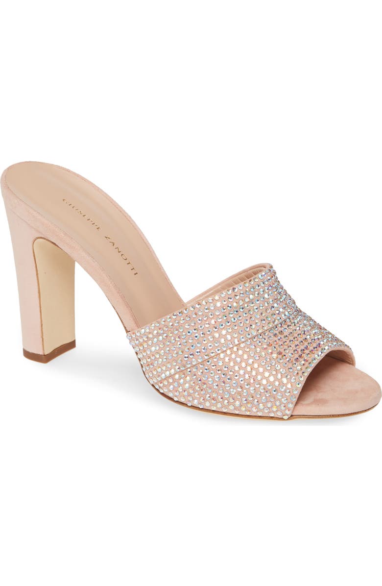 Giuseppe Zanotti Crystal Embellished Block Heel Sandal, Main, color,