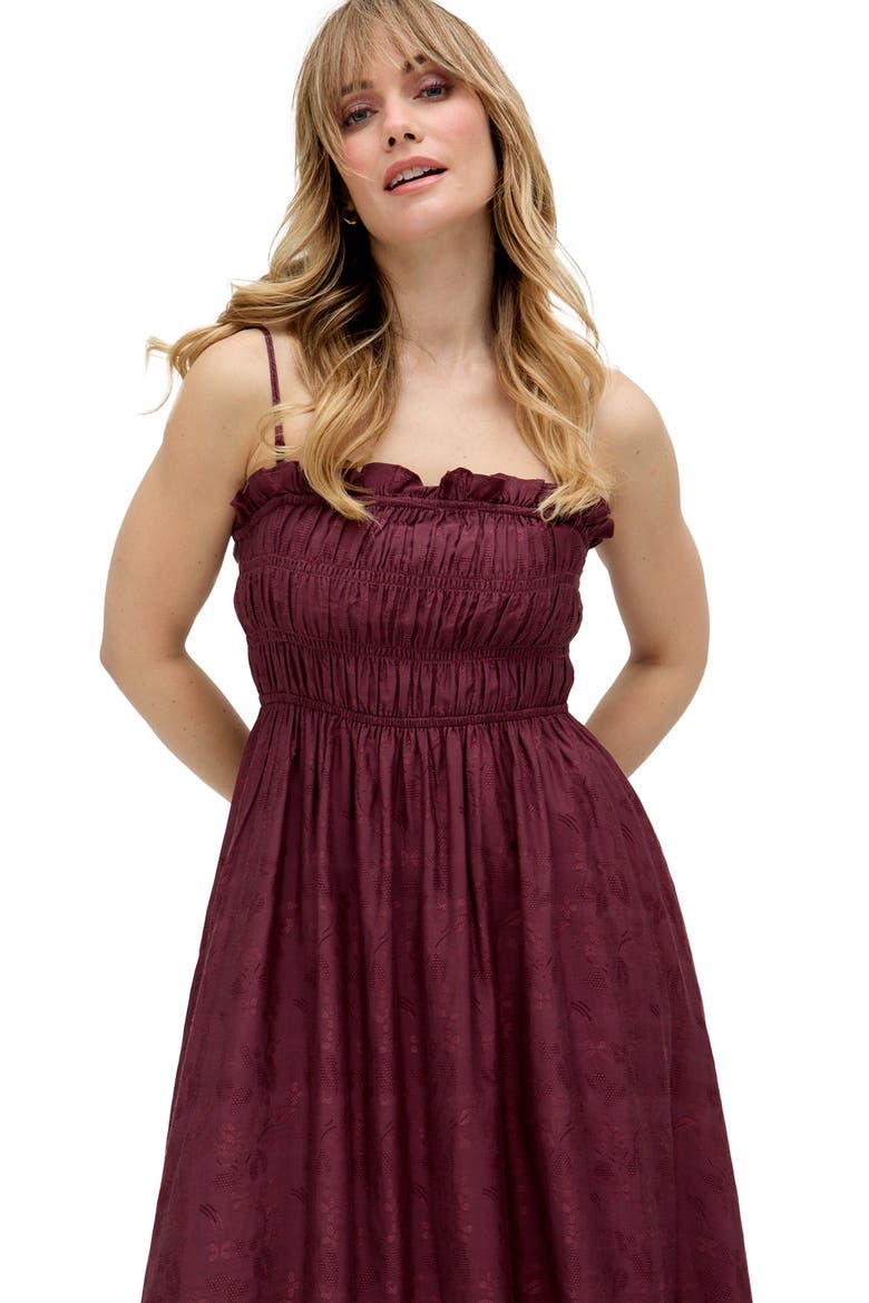 Marie All Over Jacquard Mini Dress, Alternate, color, Burgundy