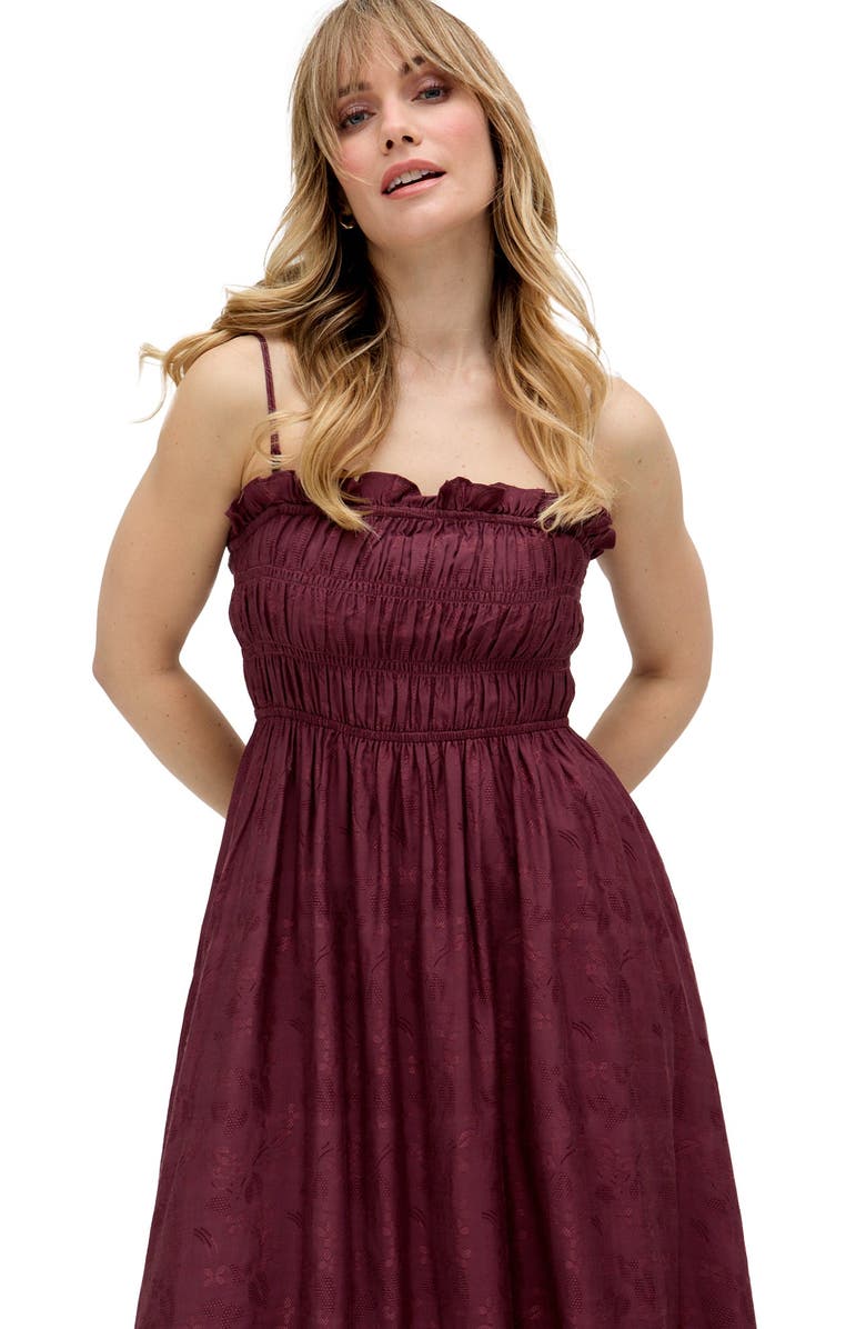 Raffya Marie All Over Jacquard Mini Dress, Alternate, color, Burgundy