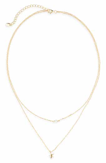 ARGENTO VIVO Faux Pearl & Star Double Strand Chain Necklace