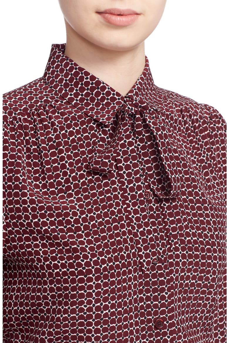 'parker dot' print silk bow blouse, Alternate, color, MIDNIGHT WINE