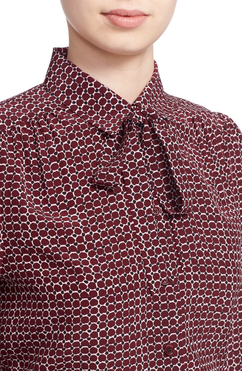 Kate Spade New York 'parker dot' print silk bow blouse, Alternate, color,