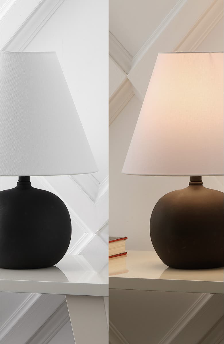 JONATHAN Y Asher 18.25" Minimalist Scandinavian Resin/Iron Gourd LED Table Lamp, Alternate, color, Matte Black