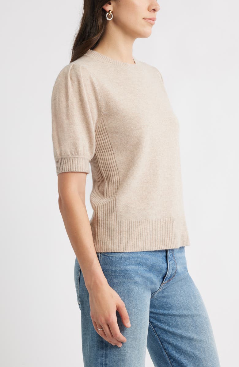 Caslon<sup>®</sup> Puff Sleeve Wool & Cashmere Sweater, Alternate, color, Tan Doeskin Heather
