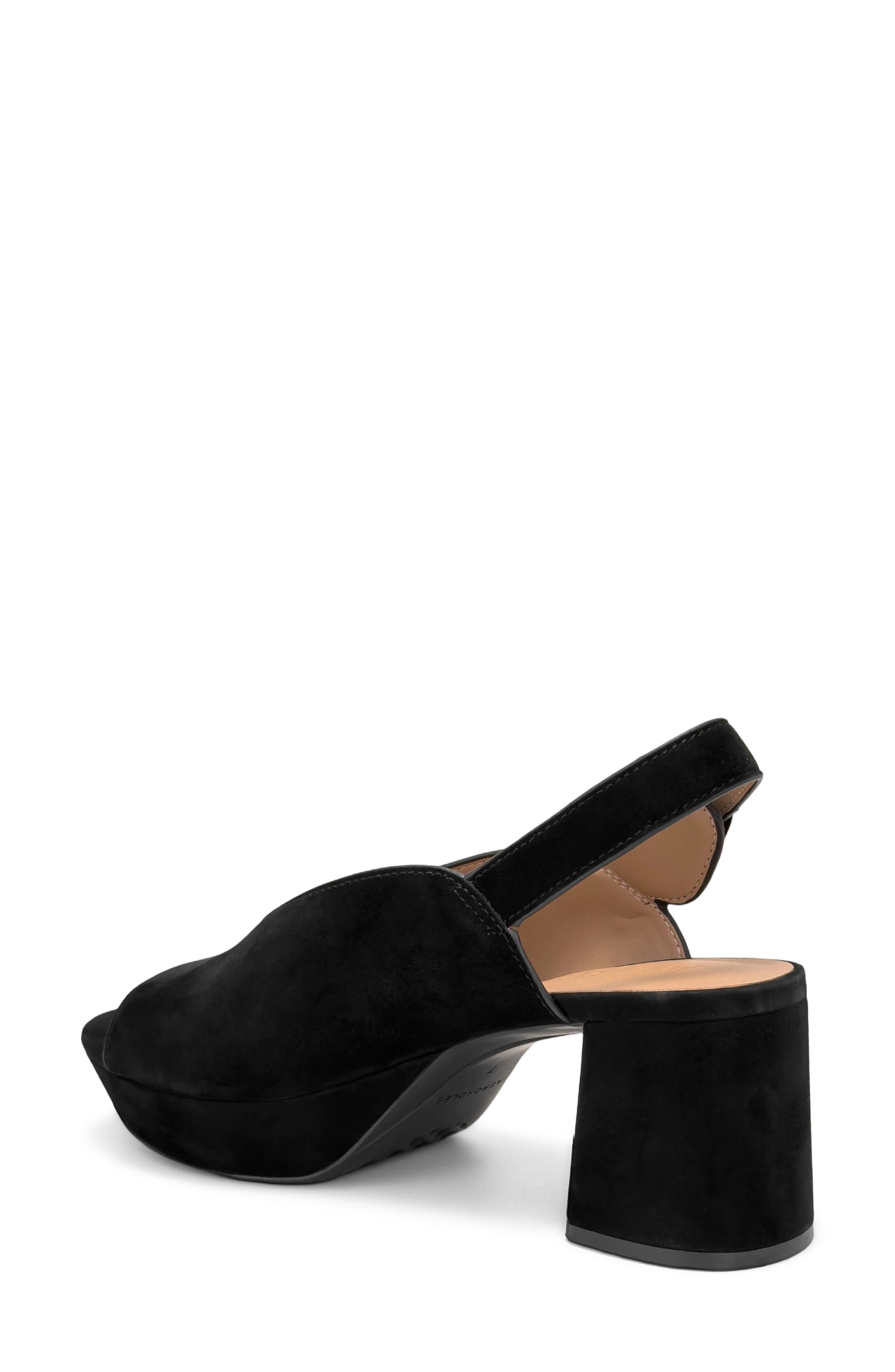 Cici Leather Peep Toe Slingback Sandal, Alternate, color, BLACK