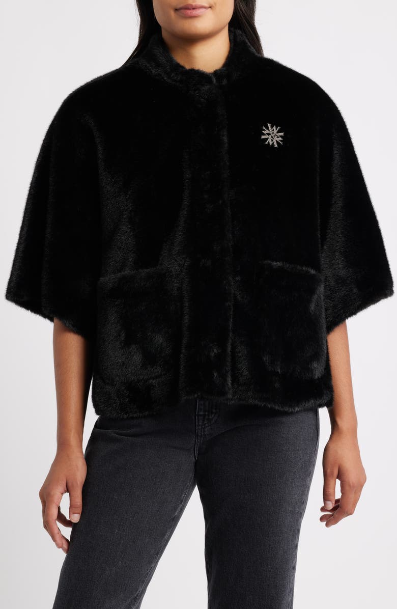 Wit & Wisdom Faux Fur Capelet, Alternate, color, Black