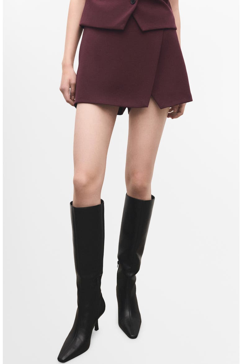 Faux Wrap Skort, Main, color, MAROON