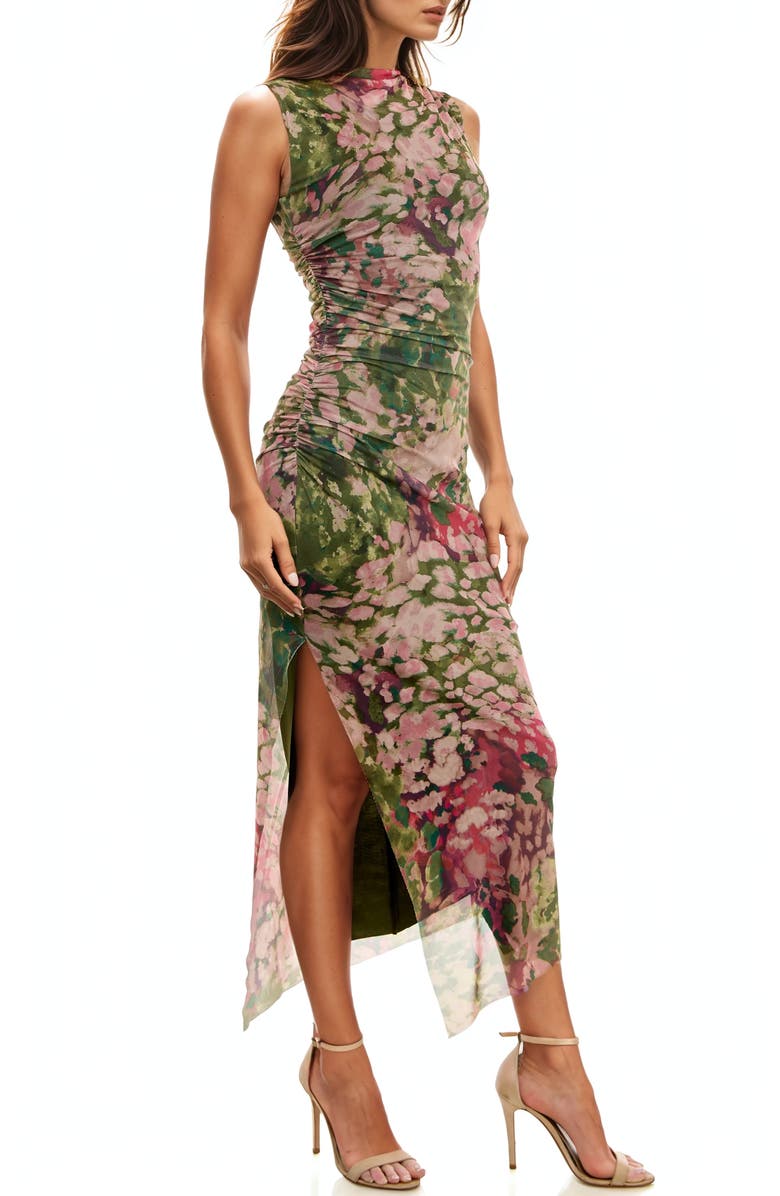 Socialite Floral Shirred Mesh Dress, Alternate, color,