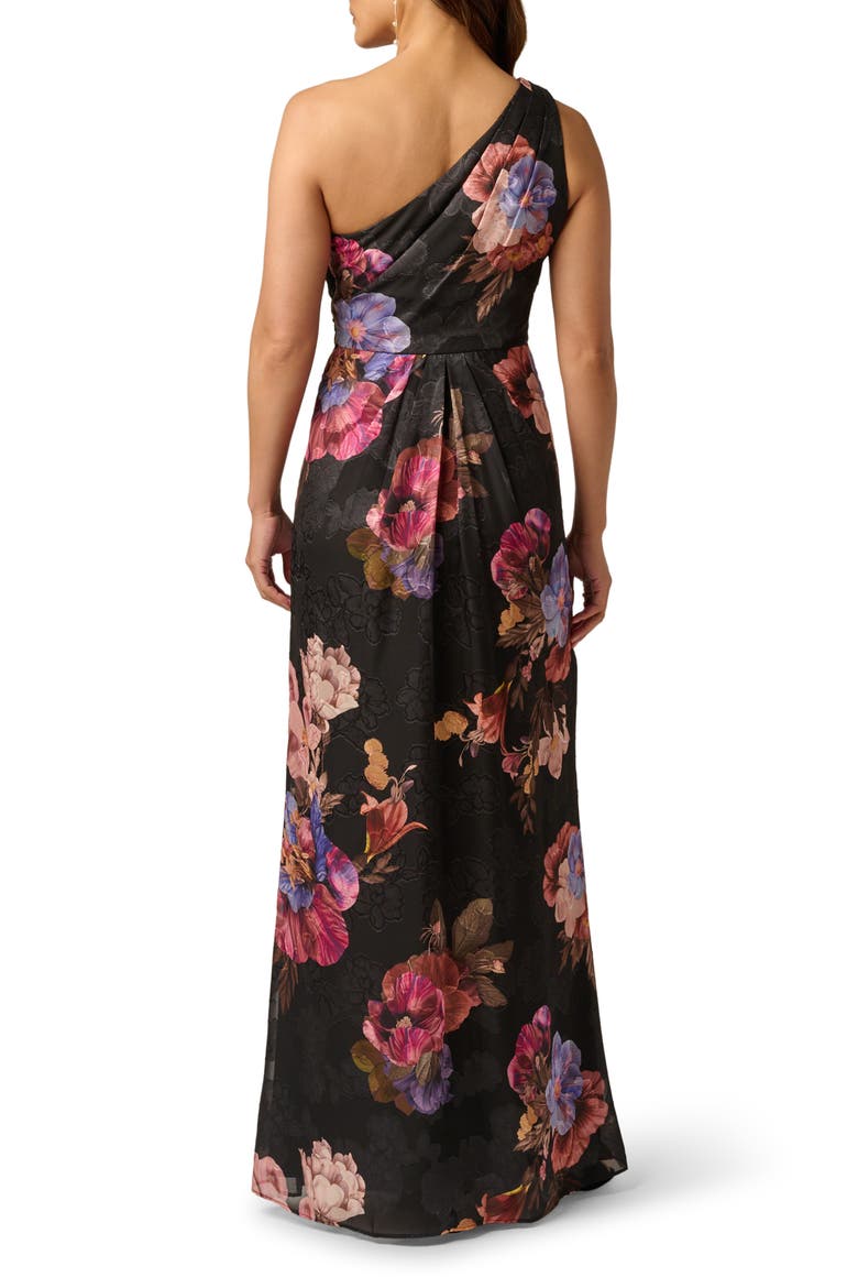 One-Shoulder Chiffon Gown, Alternate, color, BLACK MULTI