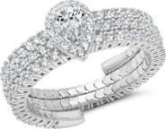 Crislu Pear Cut Cubic Zirconia Adjustable Ring