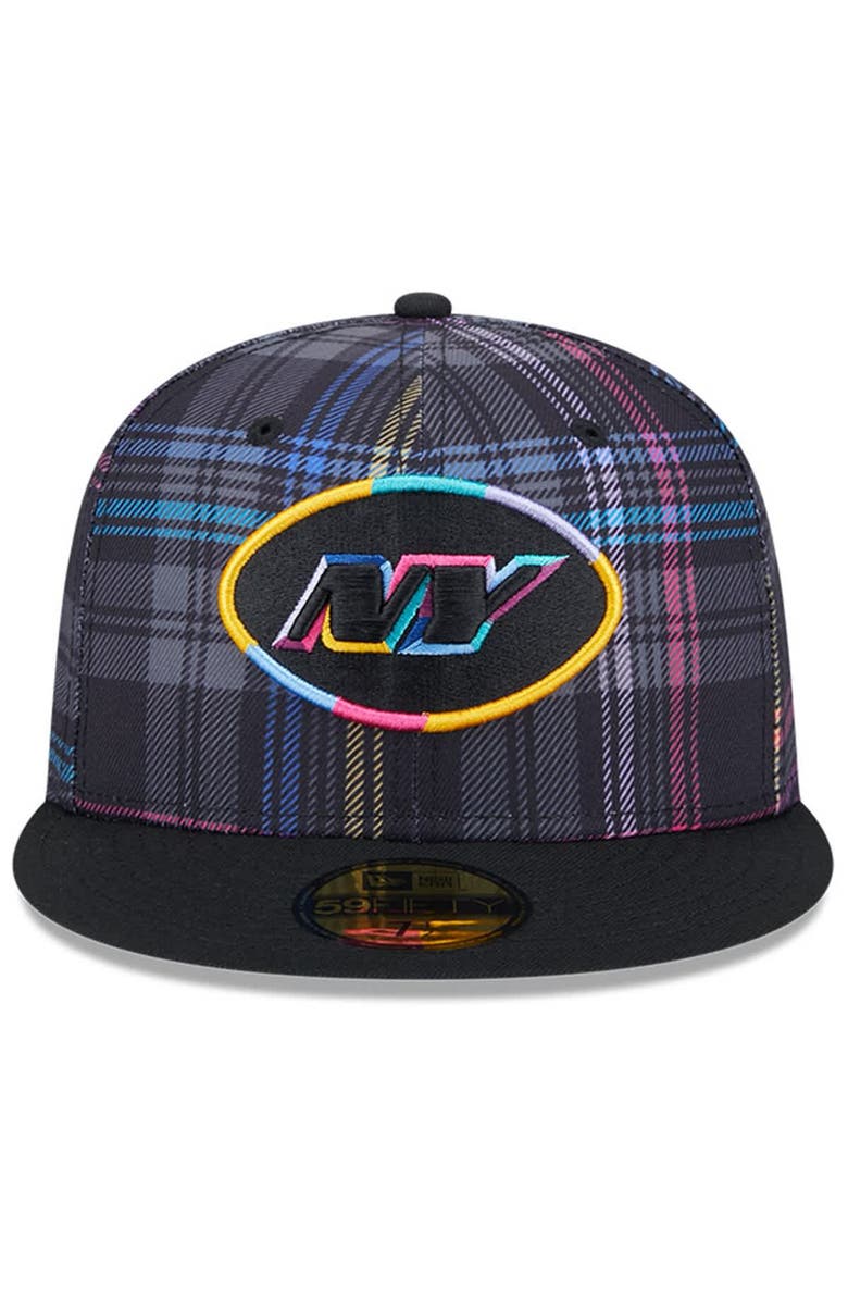New Era Men's New Era Black New York Jets 2024 NFL Crucial Catch Plaid 59FIFTY Fitted Hat, Alternate, color, Black