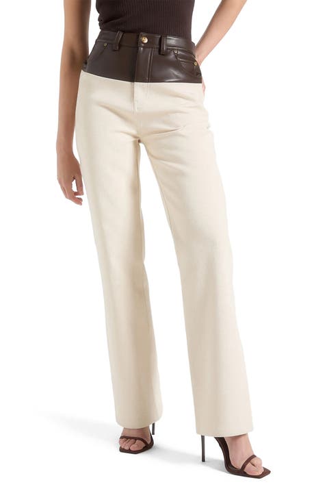 Renee Leather & Denim Straight Leg Jeans