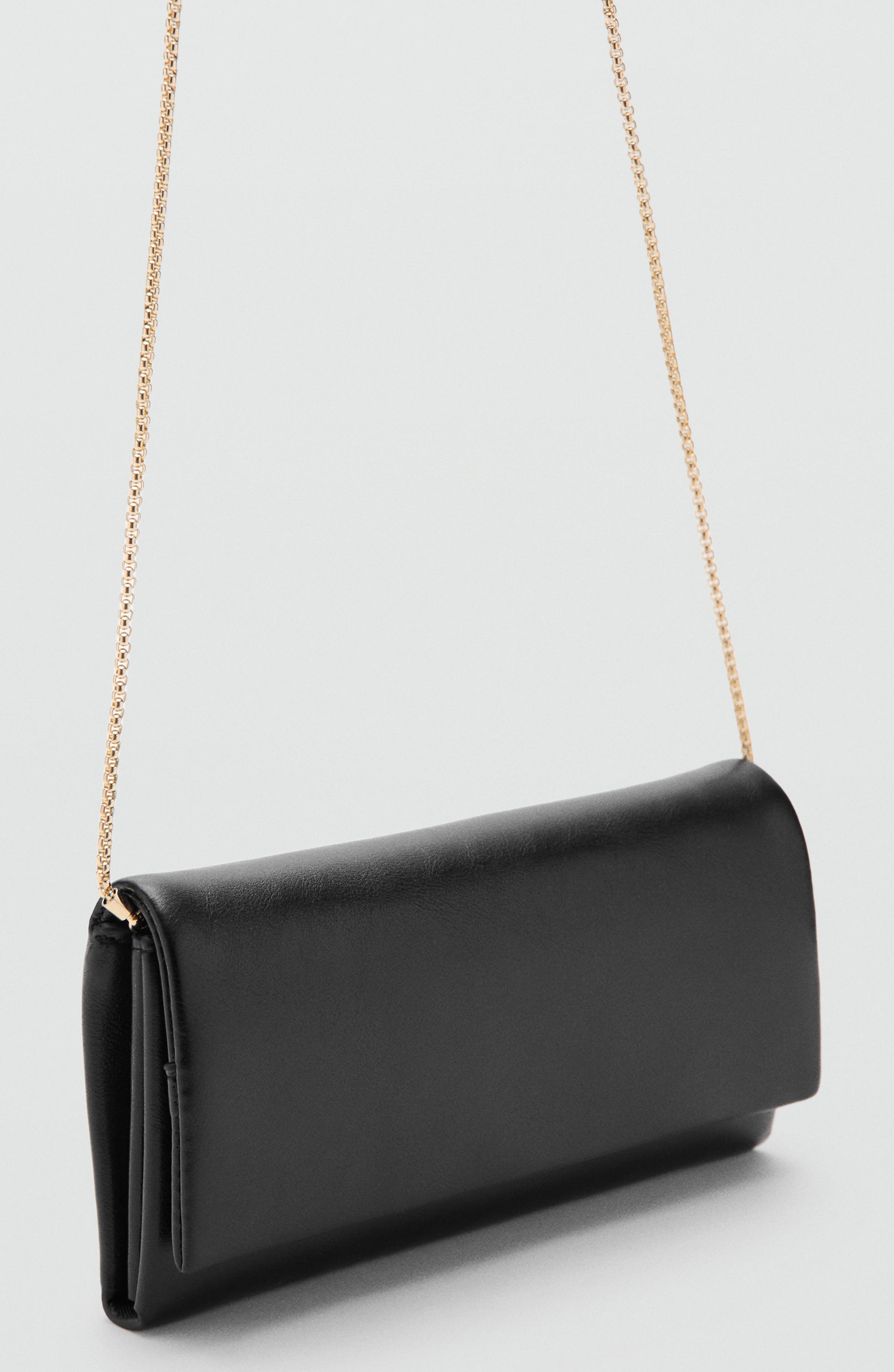 MANGO Metallic Faux Leather Crossbody Bag, Alternate, color, Black