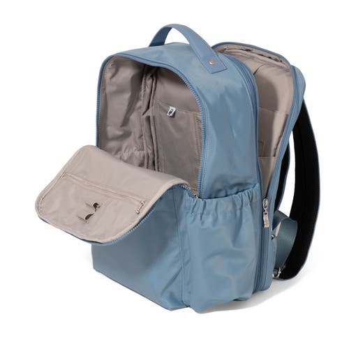 Baggallini Tribeca Expandable Laptop Backpack In Cornflower Twill