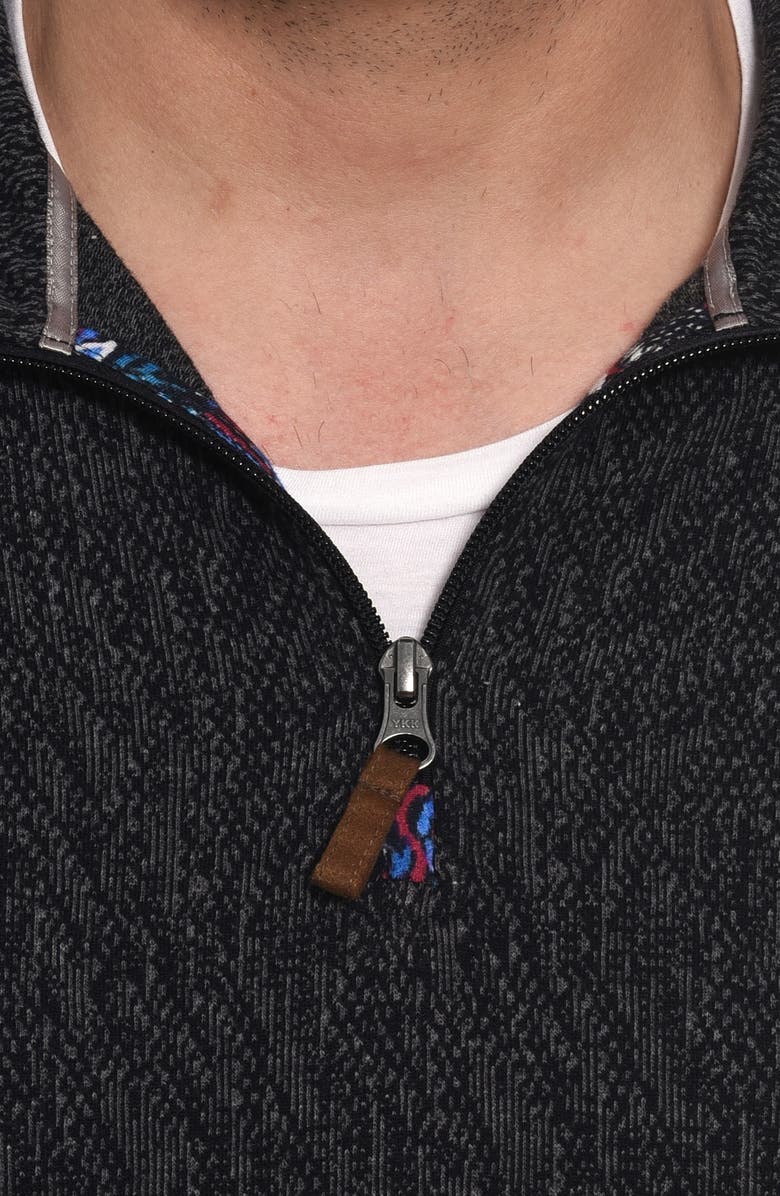 Robert Graham Diamond Jacquard Quarter Zip Cotton Pullover, Alternate, color,