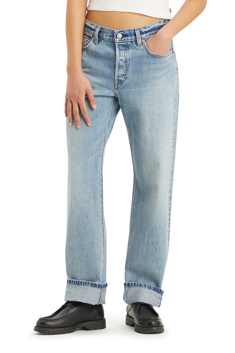 501® '90s High Waist Relaxed Straight Leg Selvedge Jeans, Main, color, PIECE OF HISTORY SELVEDGE