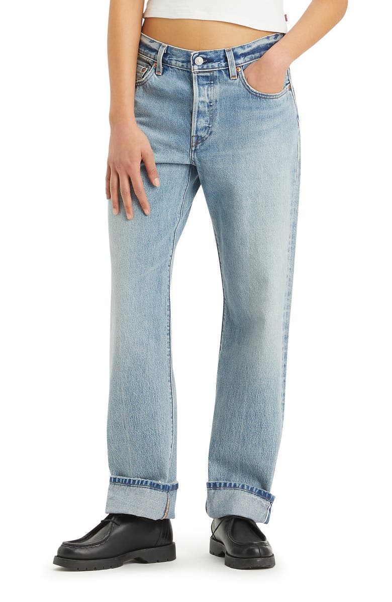 Levi's<sup>®</sup> 501<sup>®</sup> '90s High Waist Relaxed Straight Leg Selvedge Jeans, Main, color,