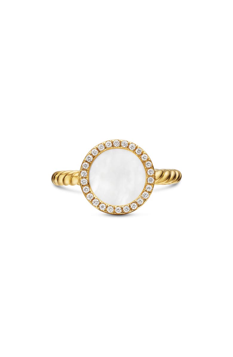David Yurman Petite DY Elements<sup>®</sup> Ring in 18K Yellow Gold with Mother of Pearl and Pavé Diamonds, Main, color, 