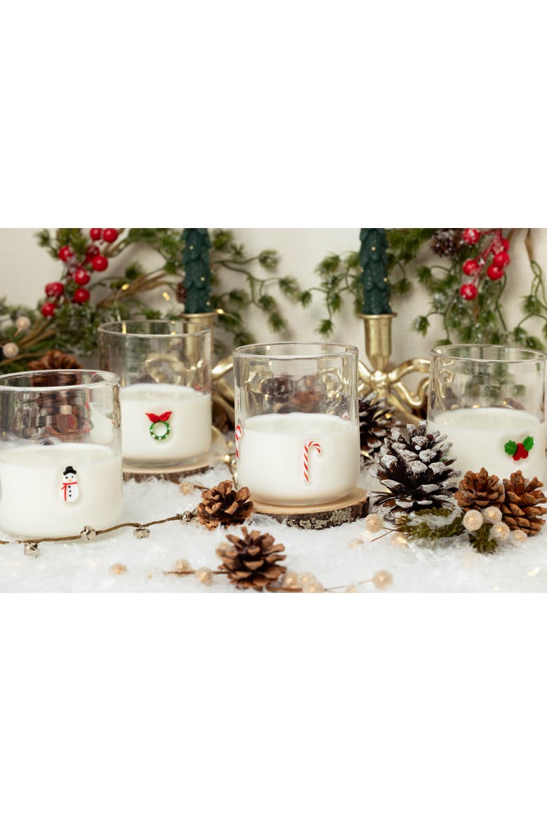 Candy Cane Icon Glass, Set of 4, Alternate, color, Multi