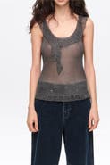 Bimba y Lola Metallic Openwork Fitted Top