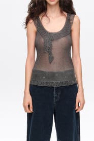 Bimba y Lola Metallic Openwork Fitted Top