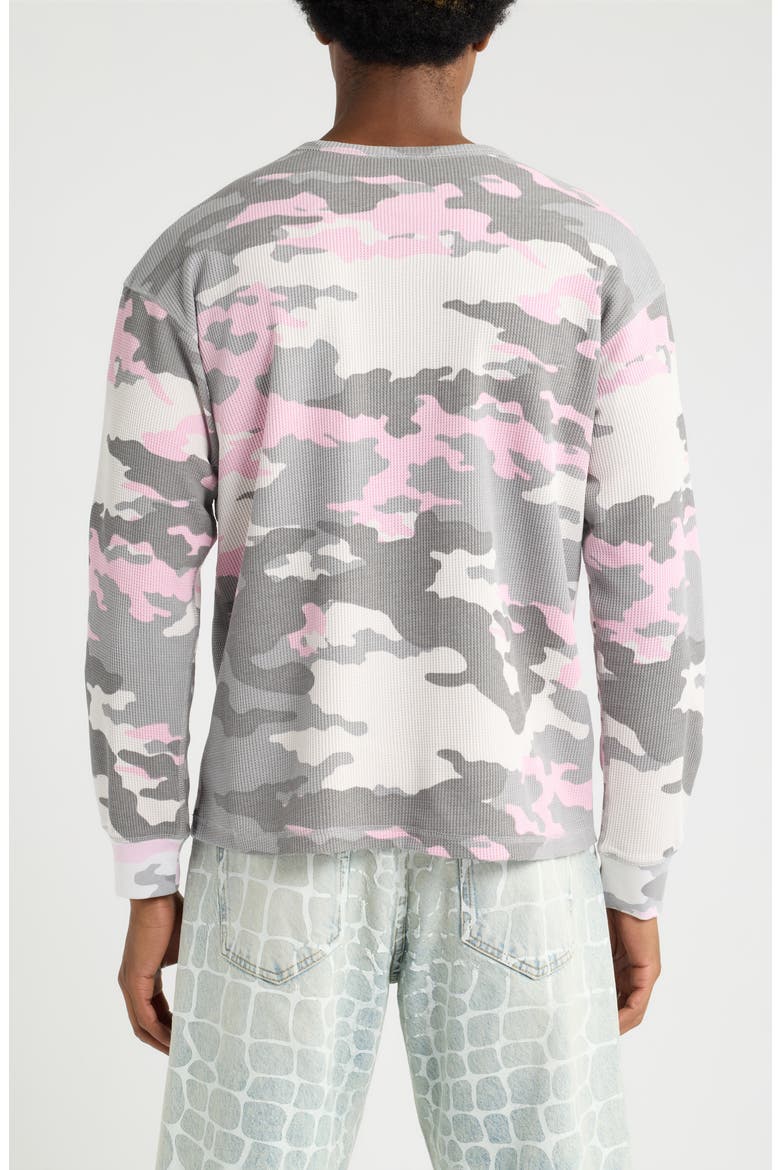 Pink Camo Long Sleeve Cotton Waffle T-Shirt, Alternate, color, PINK