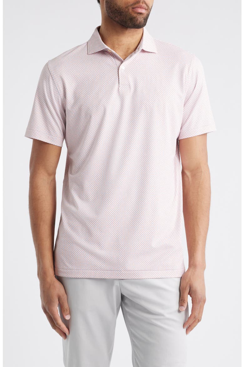 Crown Crafted Geo Print Performance Jersey Polo, Main, color, WHITE