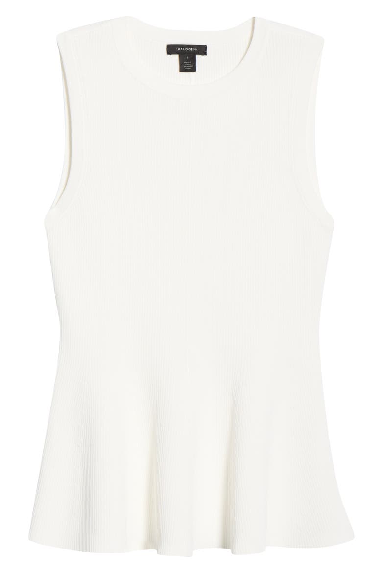 Sleeveless Peplum Rib Top, Alternate, color, ANTIQUE WHITE