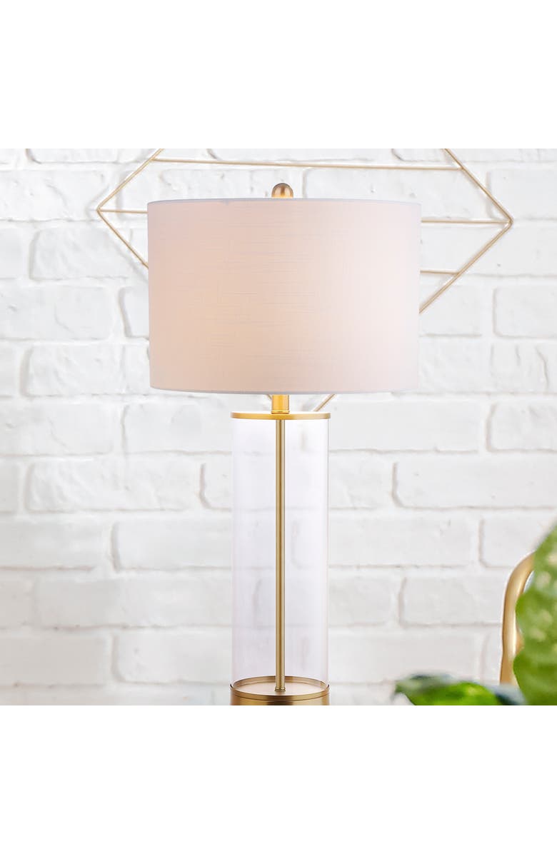 JONATHAN Y Collins 29.25" Glass LED Table Lamp, Alternate, color, Clear/Brass Gold