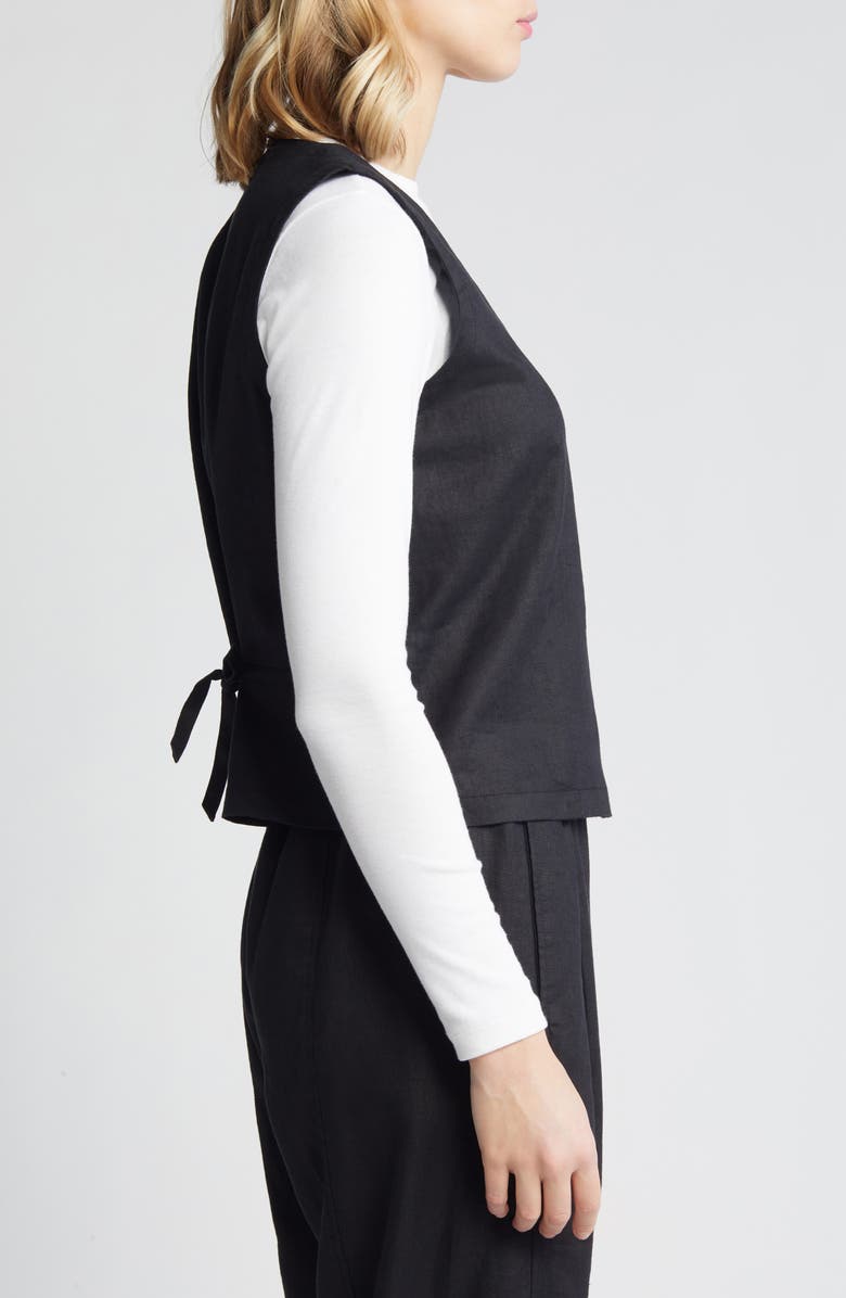 Eileen Fisher V-Neck Back Tie Organic Cotton Vest, Alternate, color,