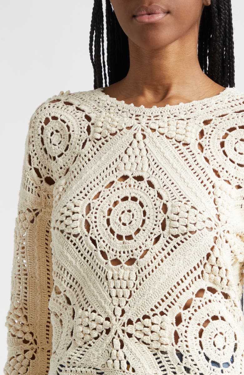 Ulla Johnson Eugnie Cotton Crochet Top, Alternate, color, Cowrie