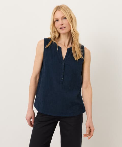 Organic Cotton Coastal Double Gauze Henley Tank