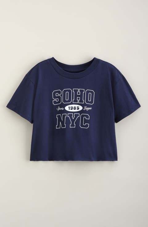 Kids' Crop Cotton Graphic T-Shirt