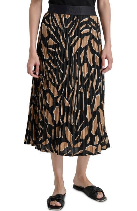 Pleated Hacci Knit Midi Skirt