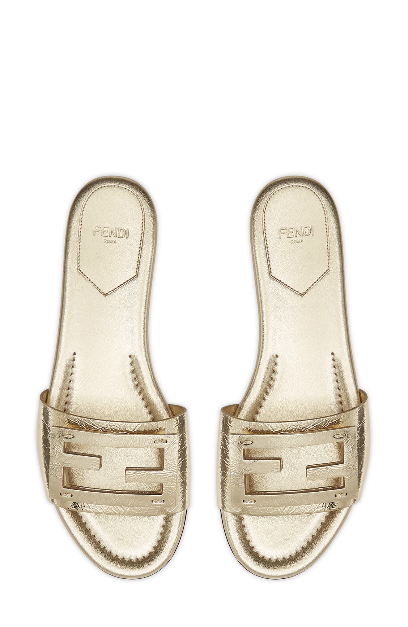 Baguette Metallic Slide Sandal, Alternate, color, F1R85 LIGHT GOLD/LGT GOLD