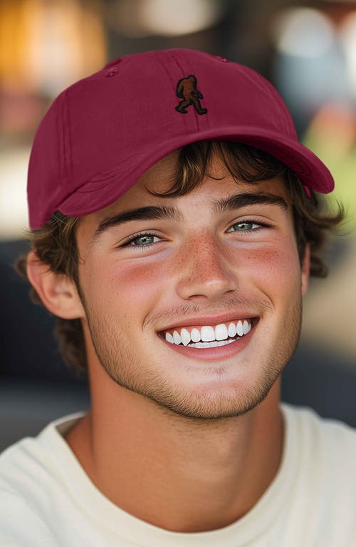 Dalix Sasquatch Embroidered Dad Hat In Maroon