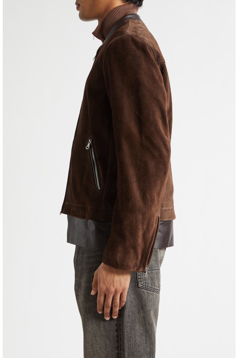 Drift Suede & Leather Jacket, Alternate, color, WENGE BROWN WET SUEDE