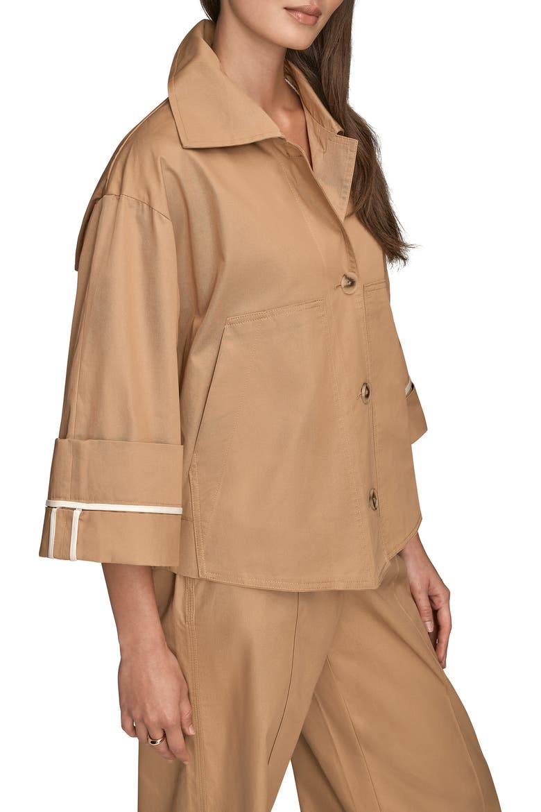 Button Front Cotton Twill Jacket, Alternate, color, FAWN