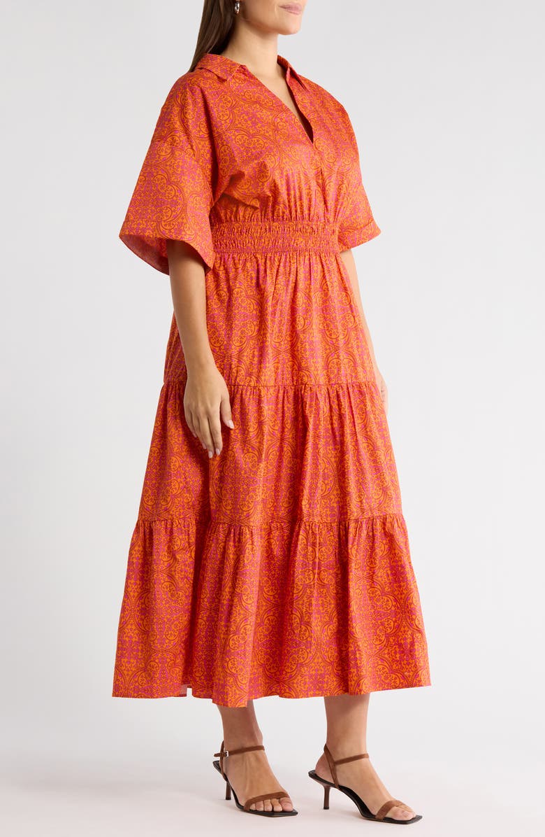 SUGARLIPS Debary Floral Print Tiered Maxi Dress, Alternate, color, Flame-Orange