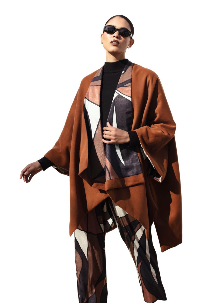 Amy Reversible Poncho, Alternate, color, Chiado Rust