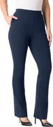 Roaman's Plus Size Ponte Bootcut Pant With Pockets And Pull On Elastic Waist