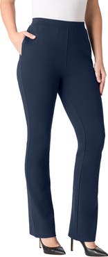 Roaman's Plus Size Ponte Bootcut Pant With Pockets And Pull On Elastic Waist