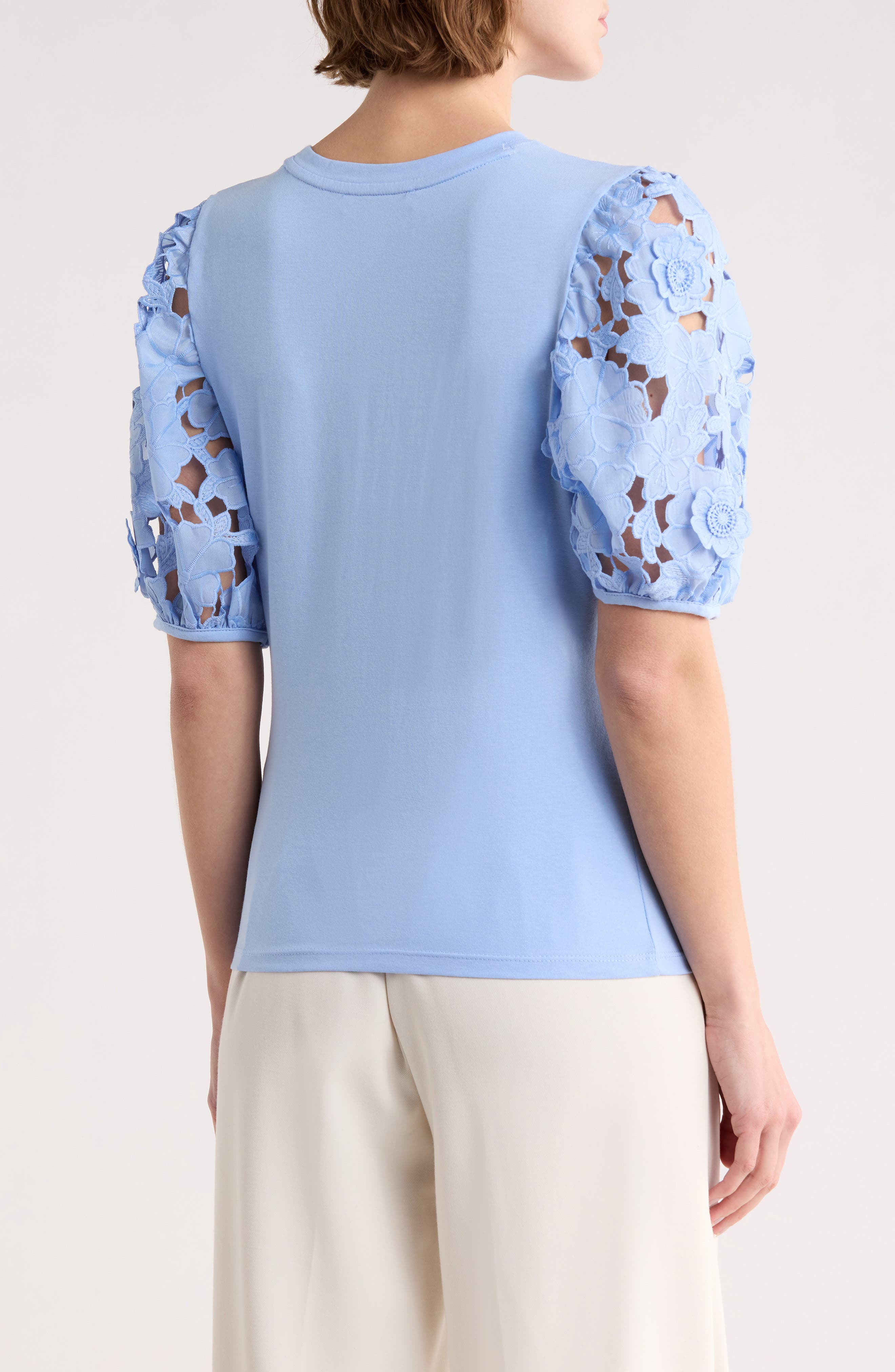 Mixed Media 3D Floral Sleeve Top - image 4