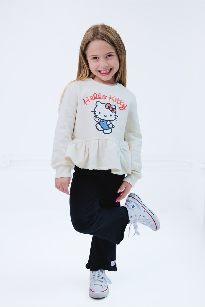 Fleece Sweatshirt and Flared Leggings Set, Alternate, color, Hello Kitty Ivory