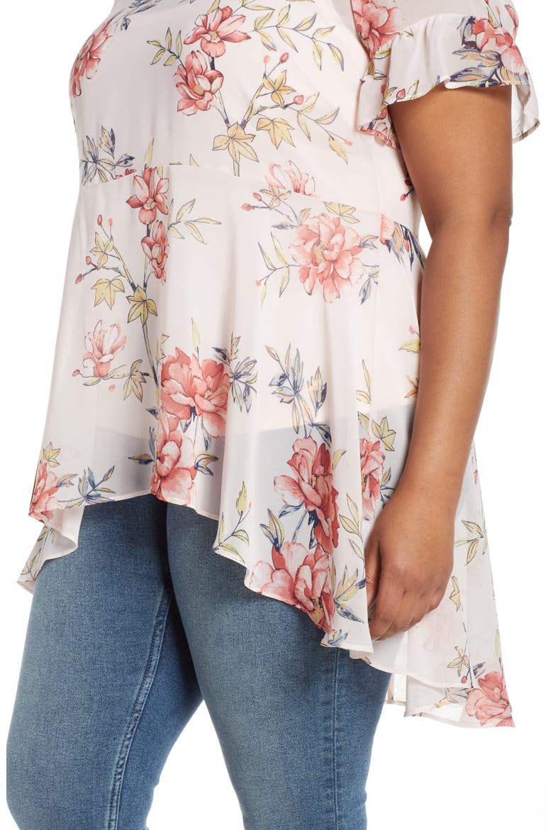 Songbird Floral High/Low Blouse, Alternate, color, PINK/ PINK