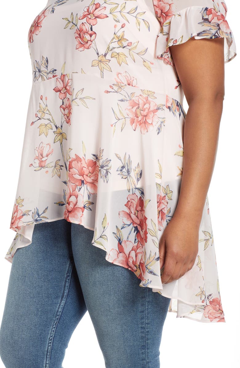 Estelle Songbird Floral High/Low Blouse, Alternate, color, 