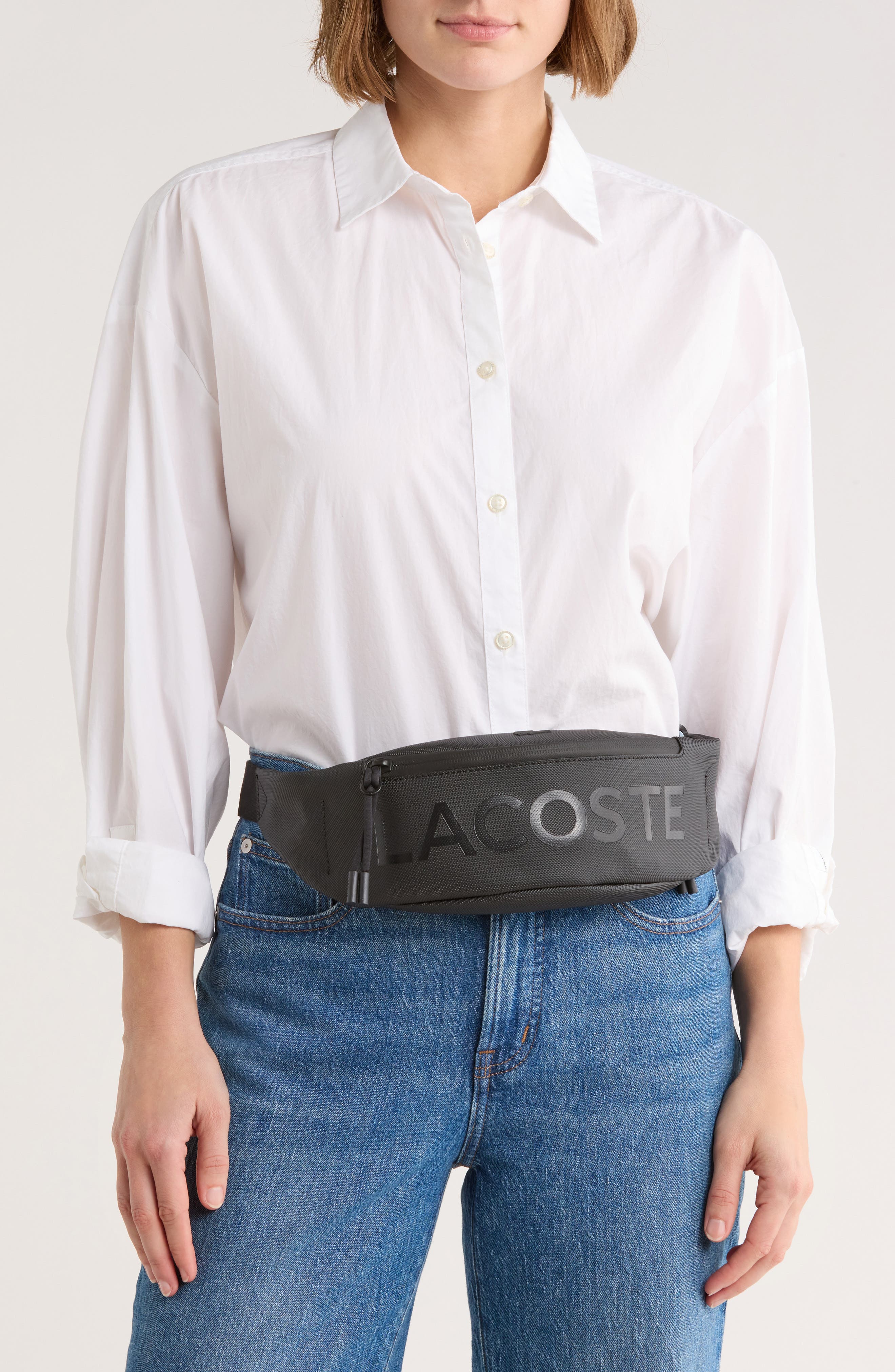 Lacoste Logo Belt Bag, Alternate, color, Noir