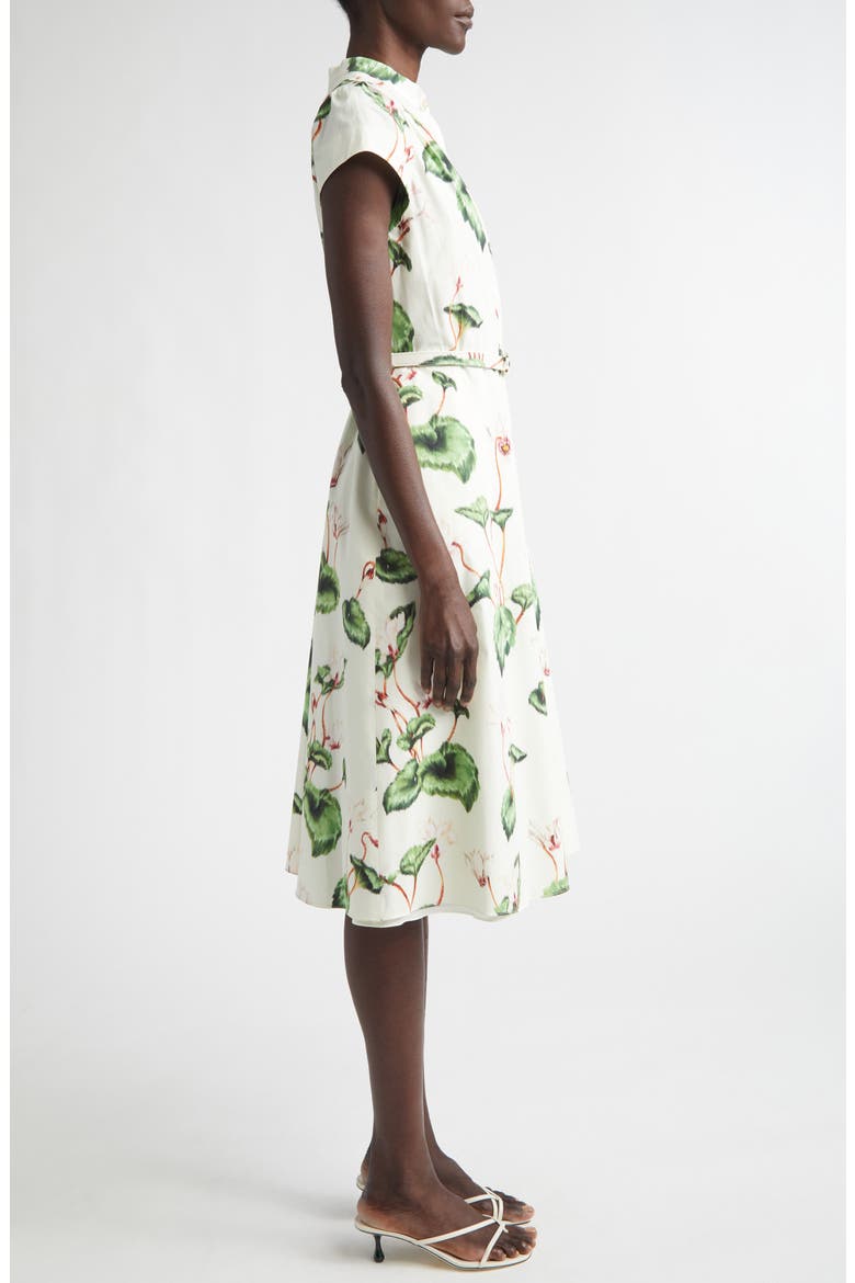 Chiné Cyclamen Cap Sleeve Poplin Dress, Alternate, color, WHITE/ IVORY